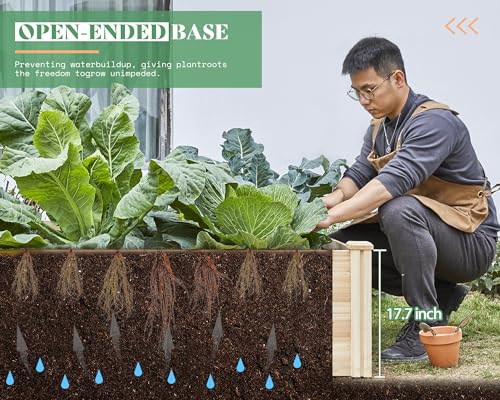 AMERLIFE 18 Inch Deep Wooden Raised Garden Planter 8x4FT Extra Large Raised Garden Bed Planter Box Garden Planters for Deep-Rooted Plants Outdoors AMERLIFE