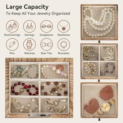 Miratino Jewelry Boxes for Women, 5 Layer Large Wooden Jewelry Boxes & Organizers for Necklaces Earrings Rings Bracelets, Jewelry Organizer Box with