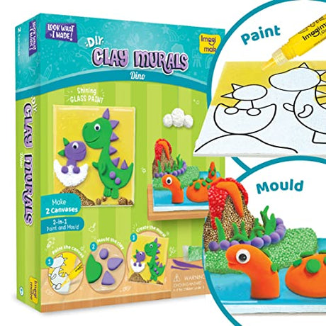 Imagimake Clay Murals Dino - Modeling Clay for Kids - Arts and Crafts for Kids Ages 6-8 - Air Dry Clay for Kids - Gifts for 5, 6, 7, 8 Year Old Boys Imagimake
