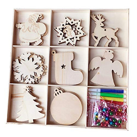 BESPORTBLE 1 Set Wooden Pendant Unfinished Wooden disc Christmas Tree Wood tag Unfinished Wood Disc Christmas Hanging Ornament DIY Crafts Decoration BESPORTBLE