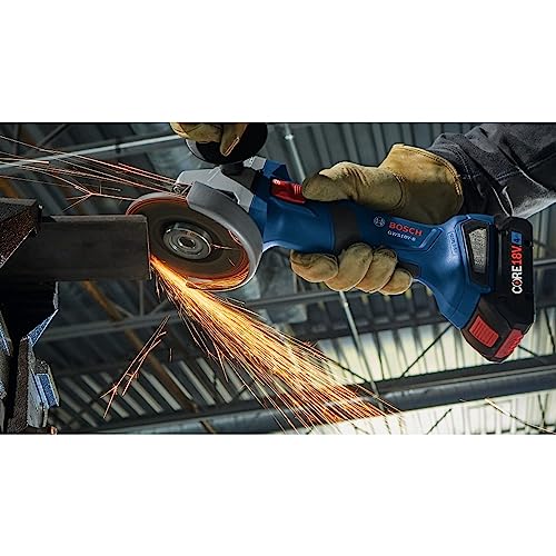 BOSCH GWS18V-8N 18V Brushless 4-1/2 In. Angle Grinder with Slide Switch (Bare Tool),Black/grey/blue - WoodArtSupply