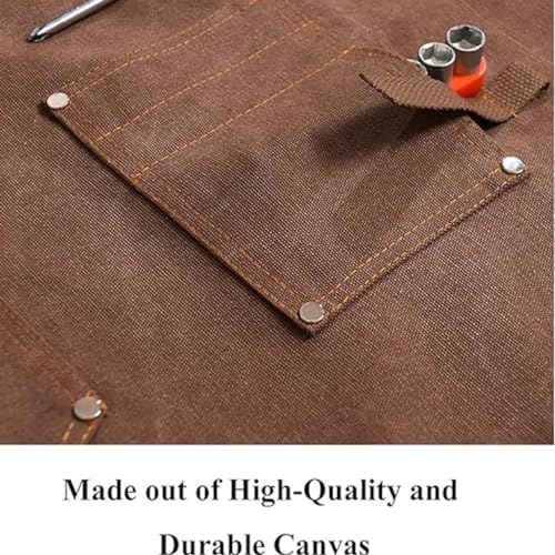 Aprons for Men, 16 OZ Canvas Adjustable Work Apron, Mens Apron Suitable for Woodworkers, Welding, BBQ, Cleaning, Garden - WoodArtSupply