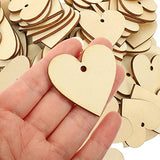 Abaodam 200PCS Wood Heart Cutouts with 10M Ropes Unfinished DIY Wooden Heart Crafts Valentine Heart Hanging Ornaments Abaodam