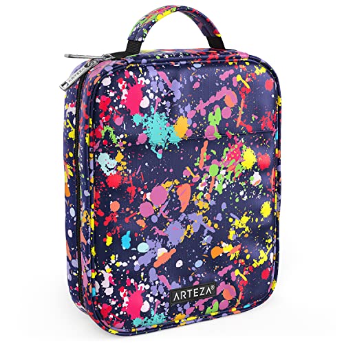 ARTEZA Pencil Case Organizer, 64 Elastic Slots, Paint Splatter Pattern, Large Capacity, Holds Up to 205 Pencils, Pens, and Markers ARTEZA