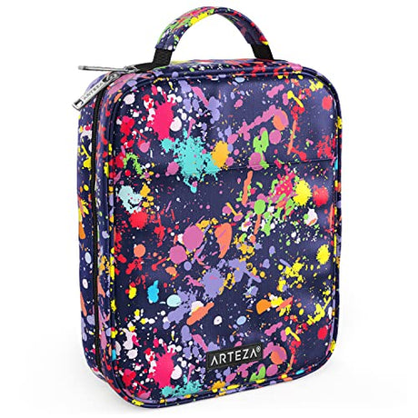 ARTEZA Pencil Case Organizer, 64 Elastic Slots, Paint Splatter Pattern, Large Capacity, Holds Up to 205 Pencils, Pens, and Markers ARTEZA