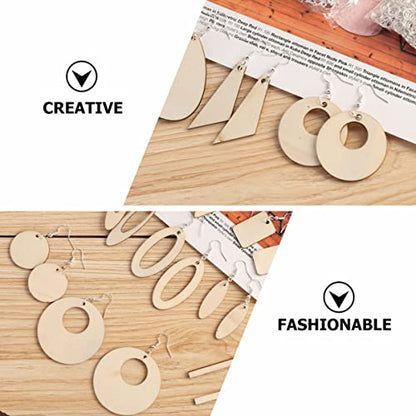 EXCEART 180 Pcs DIY Earrings Unfinished Wooden Earrings Lip Gloss Kits Blank Wood Charms DIY Wooden Earrings Charms Natural Wood Pendants Jewelry
