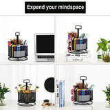 Marbrasse Mesh Desk Organizer, 360-Degree Rotating Multi-Functional Pen Holder, 4 Compartments Desktop Stationary Organizer, Home Office Art Supply Marbrasse
