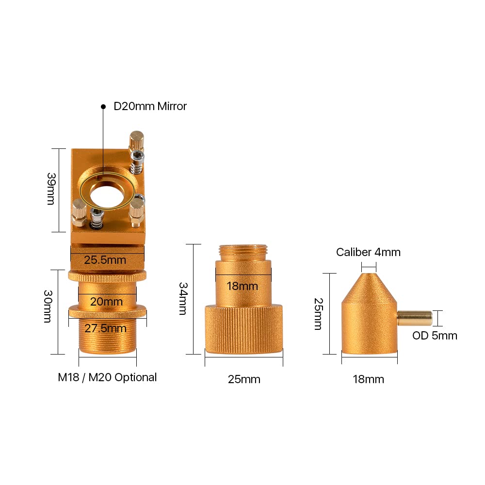 Cloudray K Series Head Set D20 FL50.8 for 2030 4060 K40 Laser Engraver Cutting Machine - WoodArtSupply