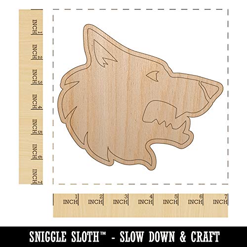 Wolf Head Side Profile Unfinished Wood Shape Piece Cutout for DIY Craft Projects - 1/4 Inch Thick - 6.25 Inch Size Sniggle Sloth
