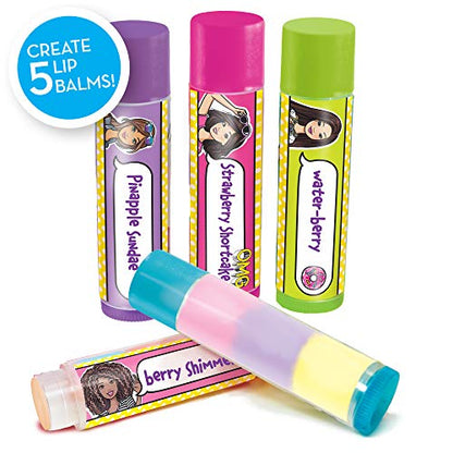 Horizon Group USA Barbie Make Your Own Layered Lip Balm Kit, DIY 5 Custom Lip balms by Mixing Flavors Like Vanilla, Strawberry, Watermelon & Tropical - WoodArtSupply