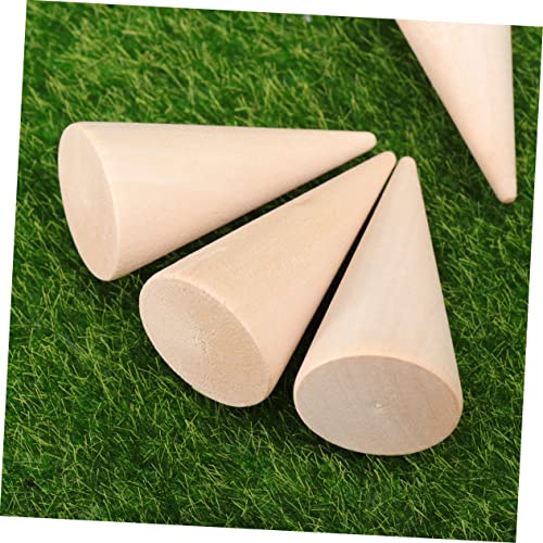 VILLCASE 30 Pcs Miniature Holder Cone Wood Mini Monitor Wood Am Ornament Jewelry Holder Stand Wood Decorative Peg Miniature Paint DIY Craft Cone VILLCASE