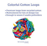 Friendly Loom 10" PRO Size Black Potholder Metal Loom Kit with Bright Rainbow Color Cotton Loops to Make 2 Potholders, Weaving Crafts for Kids & Harrisville Designs