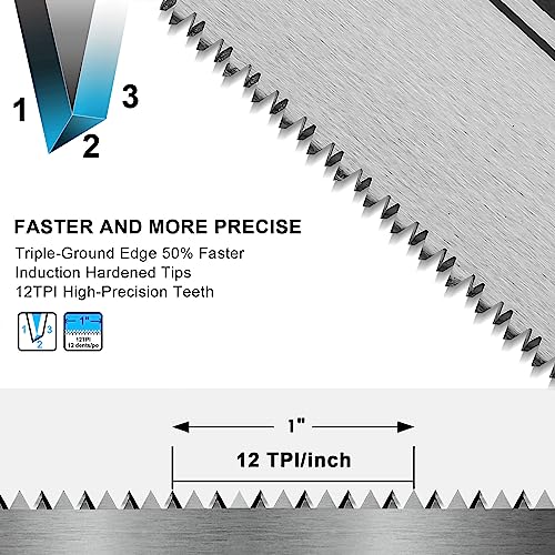 HAUTMEC 14 in. X-Sharp Hand Saw, 12 TPI Woodworking Handsaw, Soft-Grip Sharp SharpTooth for Cutting and Sawing Trees, Plastic Pipes, Drywall HAUTMEC