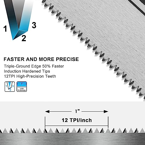 HAUTMEC 14 in. X-Sharp Hand Saw, 12 TPI Woodworking Handsaw, Soft-Grip Sharp SharpTooth for Cutting and Sawing Trees, Plastic Pipes, Drywall - WoodArtSupply