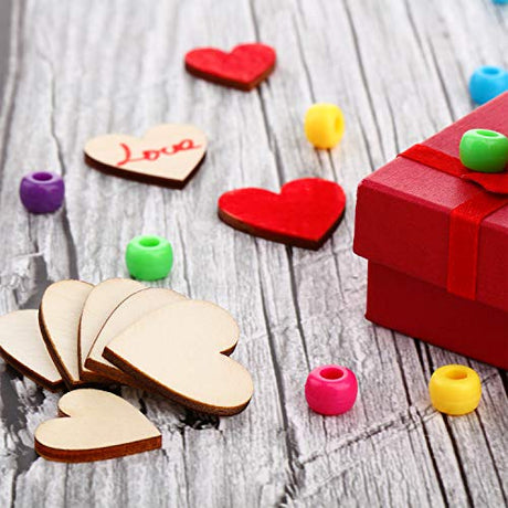 500 Pieces Wood Heart Cutouts Unfinished Wooden Heart Slices Blank Wood Heart Wood Slices Embellishments Ornaments for Christmas, Wedding, Valentine, Blulu