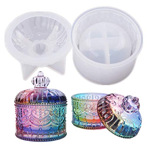 Vintage Jar Resin Mold with Lid Silicone Storage Box Mould for Epoxy Casting DIY Resin Crafts Kits Rustic Bottle Display Jewelry Trinket Container Wehous