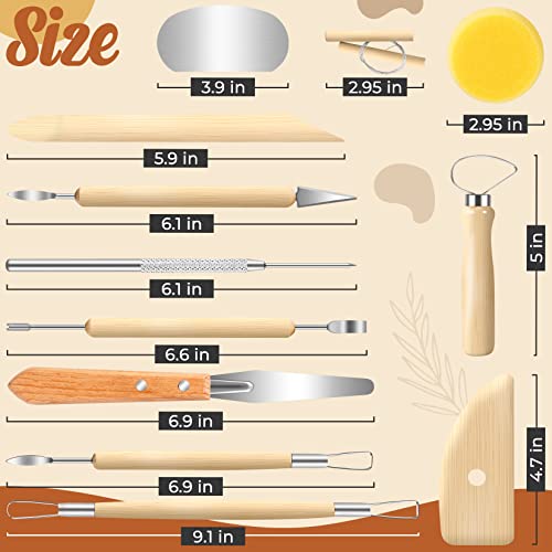 Jetmore 12 Pack Clay Tools Kit, Pottery Tools & Sculpting Tools, Polymer Modeling Clay Cutters Sculpture Set for Carving, Ceramics, Molding, DIY Jetmore