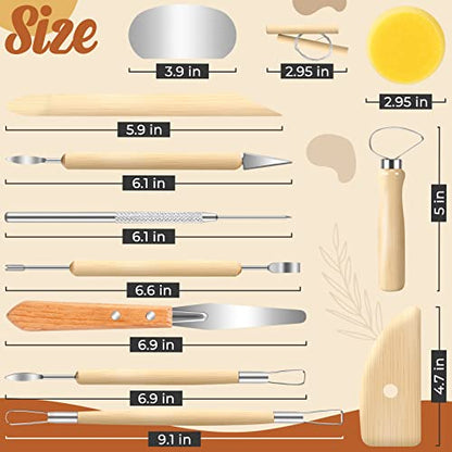 Jetmore 12 Pack Clay Tools Kit, Pottery Tools & Sculpting Tools, Polymer Modeling Clay Cutters Sculpture Set for Carving, Ceramics, Molding, DIY