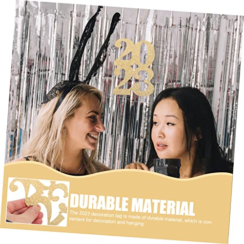 VOSAREA 24pcs 2023 2023 Graduation Ornament New Year Decors Blue Confetti Glitter Class of 2023 Cutout Glitter VOSAREA