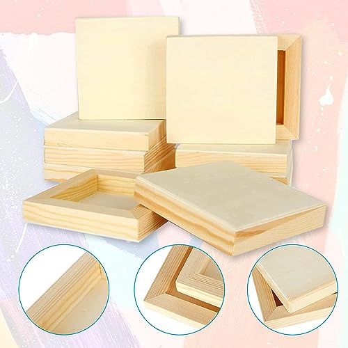 10 Pack Wood Board 6 x 6 inch Unfinished Wooden Canvas Board Square Wood Board Wooden Canvas Board Blank Wooden Canvas for Painting Painting Pouring