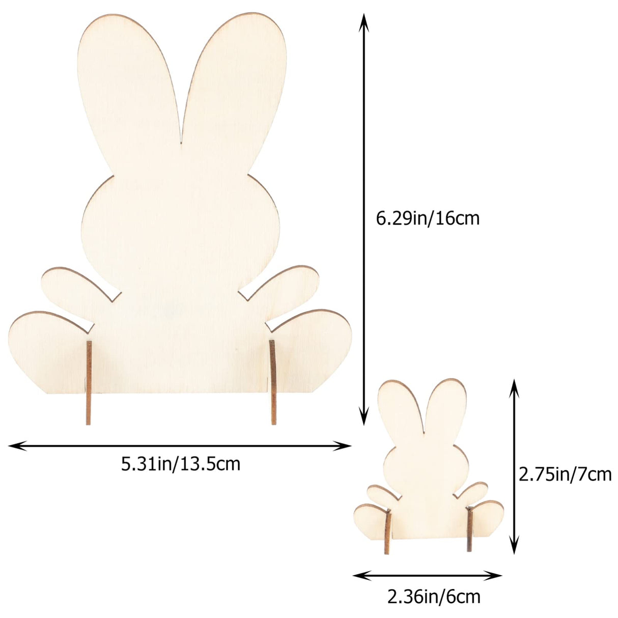 14pcs Wooden Bunny Cutouts Unfinished 3D Rabbit Stand Ornament Cutouts Craft for DIY Painting Table Decoration Halloween Christmas Birthday Gift Didiseaon