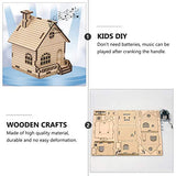 PartyKindom 1 Set DIY Music Box Wood House Figurines Christmas Village Scene Kids DIY Materials Unfinished Wood Xmas House Wooden Toys Educational PartyKindom