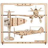 UGEARS 2.5D Framed Fighter Aircraft - Classic Aircraft Wood Model Kit with Movable Aileron, Propeller, Wheel & Canopy - Airplane Wooden Puzzle Model UGEARS