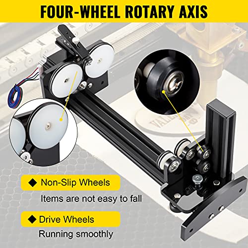 VEVOR Rotary Axis Attachment, 4 Wheels Laser Rotary Attachment, 57 Stepper Motor Laser Cutter Rotary, 50 mm-350 mm Carve Length for Engraving Cutting