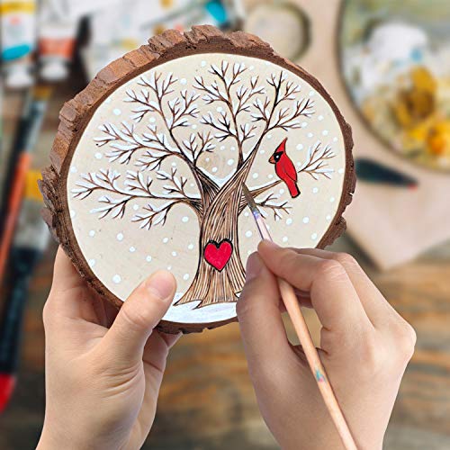 Fuyit Wood Slices 10 Pcs 4.7-5.1 Inches Unfinished Natural Tree Slice Wooden Circle with Bark Log Discs for DIY Arts and Craft Rustic Wedding Fuyit