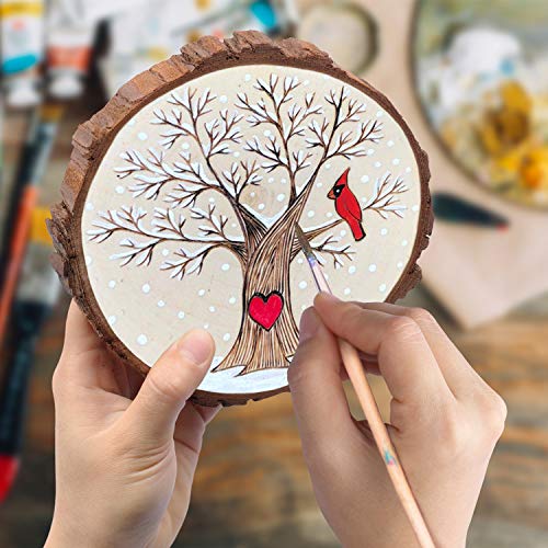 Fuyit Wood Slices 8 Pcs 5.5-6 Inches Unfinished Natural Tree Slice Wooden Circle with Bark Log Discs for DIY Arts and Craft Rustic Wedding Christmas - WoodArtSupply