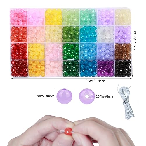 BTYYIHEX 700PCS Glass Beads for Jewelry Making,28 Colors 8mm Crystal Gemstone Beads Bracelet Making Kit for DIY Craft, Ideal for Bracelets Jewelry - WoodArtSupply