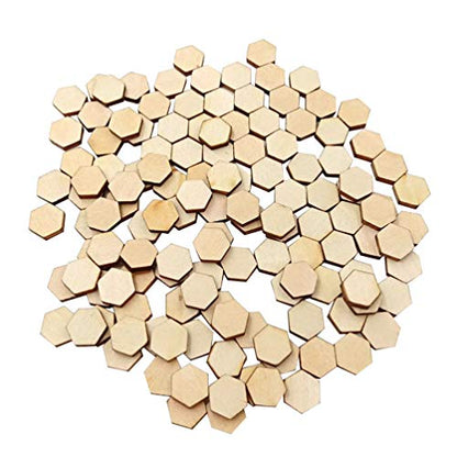 GANAZONO Unfinished Wood Pieces 100PCS Hexagon Blank Unfinished Wood Slices Unpainted Wood Hexagon Cutout for DIY Crafts Home Decoration Wedding - WoodArtSupply