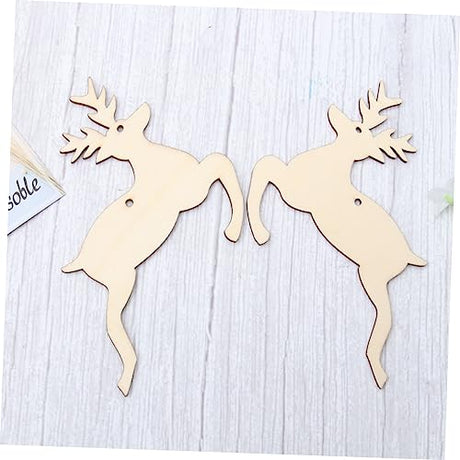 ABOOFAN 10pcs Unfinished Wooden Slices Wood Cutouts Unfinished Wooden Christmas Cutouts Christmas Ornaments Xmas Christmas Deer Pendants Ornament ABOOFAN