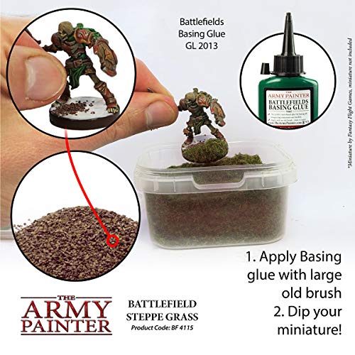 The Army Painter Battlefield: Steppe Grass Basing, 150 ml-for Miniature Bases & Terrains -Scenics Static Grass, Model Terrain Grass, Terrain Model - WoodArtSupply