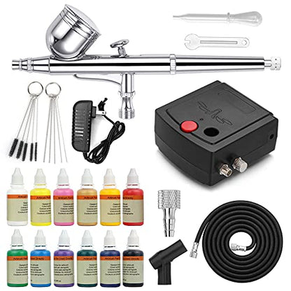  Master Airbrush Powerful Cordless Handheld Acrylic Paint  Airbrushing System with 12 Primary Opaque Paint Colors, Reducer Cleaner Kit  - 20 to 36 PSI, Rechargeable Professional Artist Set, How to Guide 
