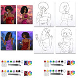 4 Pack Pre Drawn Canvas for Painting for Adults Paint and Sip Party Supplies Canvas Painting Kits Stretched Canvas to Paint Games Ladies Night Chic VALLSIP