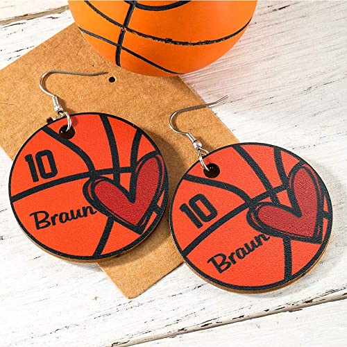 Custom Football Earrings for Women Girls Cute Softball Earrings Lightweight Basswood Personalized Name Number Sport Drop Dangle Earrings Baseball - WoodArtSupply