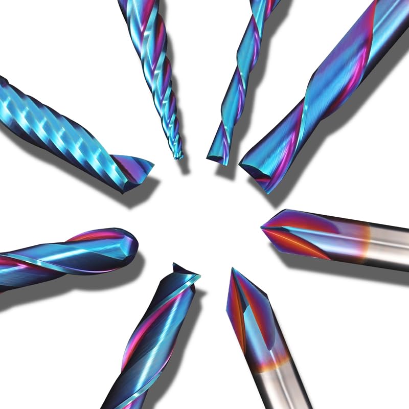 HQMaster CNC Router Bits 1/4 Inch Shank Carving Bit Set for Wood Detail Profile V Groove Engraving Solid Carbide CNC Router Bit Collection HQMaster