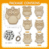 36 Sets Owl Unfinished Wooden Ornaments Craft Make Your Own Owl Blank DIY Owl Cutout Hanging Slices for Kids Xmas Tree Craft Painting All Festival WoodArtSupply