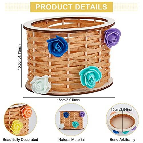 WEBEEDY 4 Pcs Basket Weaving Kits Woden Rattan Basket Making Kit Basket Weaving Supplies for Adults Raffia Crafts Projects WEBEEDY