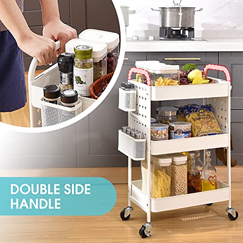 3-Tier Utility Storage hot Cart with DIY Dual Pegboards