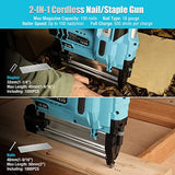 DURATECH 20V Cordless Brad Nailer, 18 Gauge, 2-in-1 Nail/Staple Gun for Upholstery, Carpentry, Including 2.0Ah Rechargeable Battery, 1H Quick DURATECH