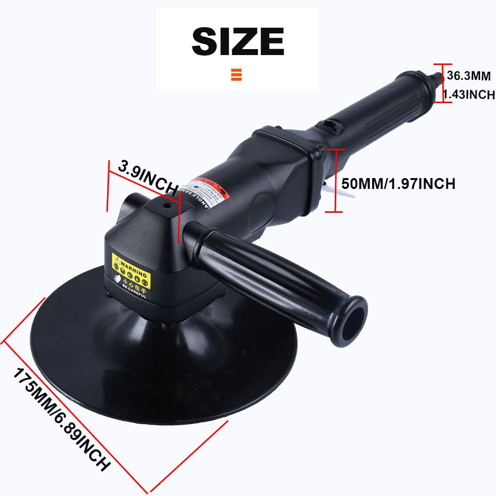 7-Inch Pneumatic Sander Heavy Duty Wet Air Sander/Polisher,Lightweight at 5.47 lbs,Adjustable Speed Up to 4500rpm Pneumatic Polisher Hand Sanding - WoodArtSupply