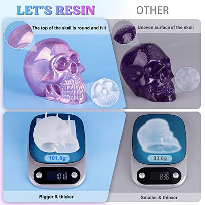 LET'S RESIN Silicone 3D Large Skull Shape Molds, Skeleton Skull Epoxy Resin Mold for Candle Making, Home Decor, Outdoor, Resin Casting Art Crafts