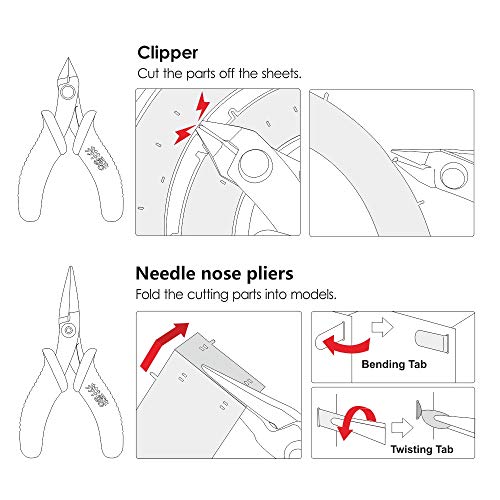 Piececool 3D Metal Model Kits Tools Set, 2Pcs Mini Flat Nose Plier Nipper DIY Tool for 3D Metal Puzzle Model Kit Jigsaw Assembling Piececool