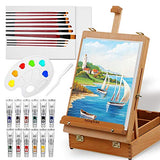 Falling in Art Easel Box Acrylic Paint Set with Portable Table Display Stand, Acrylic Paint, Canvas Panels, Brushes, Palette for Christimas Gift Falling in Art