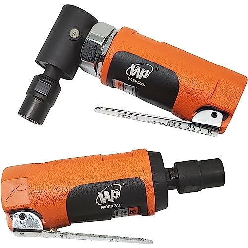 WP WORKPAD Air Die Grinder Set, Straight/Angled Air Die Grinder Kit with 1/4 and 1/8 inch Collets, Pneumatic Tools 2PCS WP WORKPAD