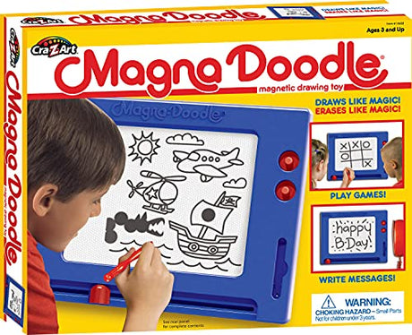 Cra-Z-Art Retro Magna Doodle Magnetic Drawing Board for kids 3 and up, Blue/White Cra-Z-Art