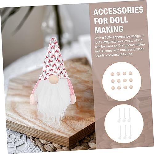 COHEALI 1 Set Braid Suit Hand Made Gnome Beards Craft Fur Gnomes Beard Mini Unfinished Wooden Balls Faux Dwarf Beard Faux Fur Fabric Craft DIY Gnome COHEALI