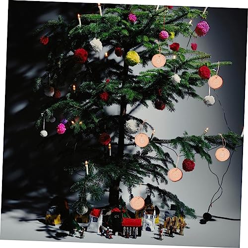 DECHOUS 40 Pcs Natural Wood Slices Scrapbook Kits for Adults Adult Craft Unfinished Hanging Craft Xmas Unfinished Wood Slice Wooden Hanging Christmas DECHOUS